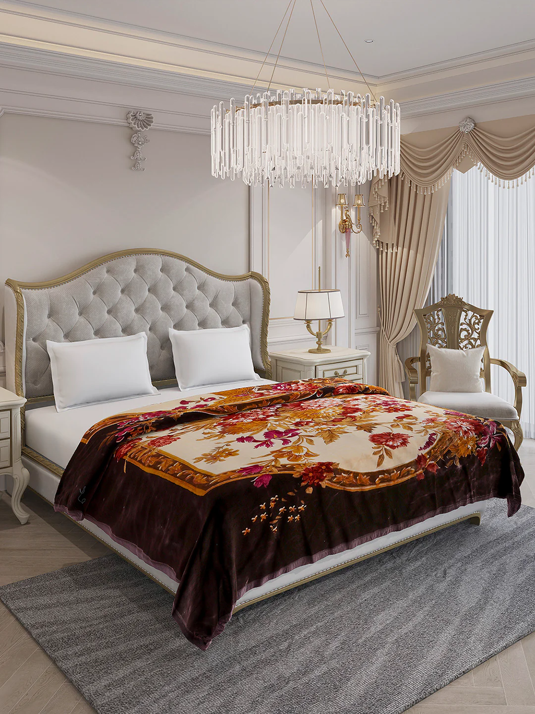 Printed Double Bed 2 Ply, 1042 GSM Blanket for Winter - (Emilia) - Image 4
