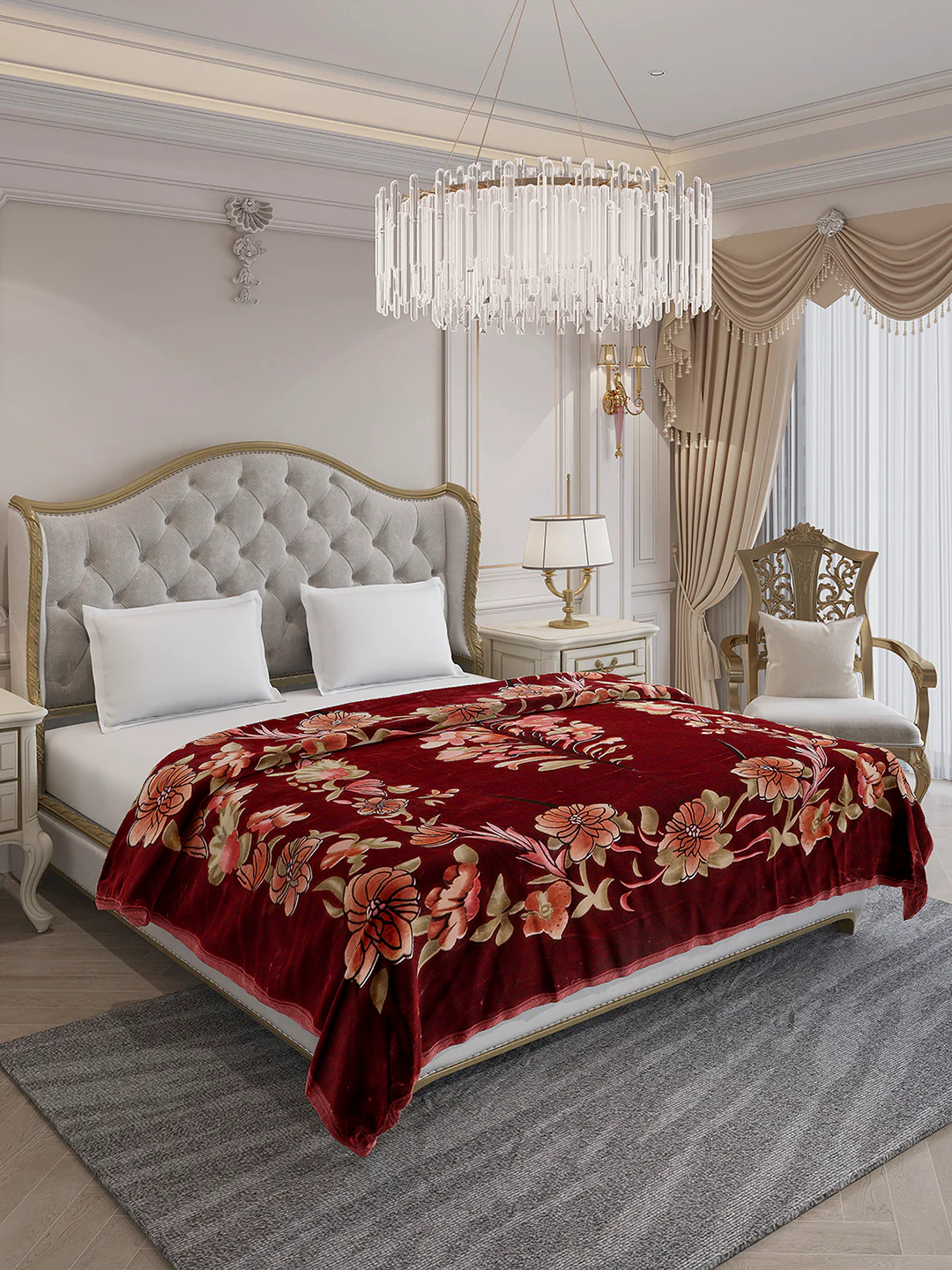 Printed Double Bed 2 Ply, 1042 GSM Blanket for Winter - (Emilia) - Image 4