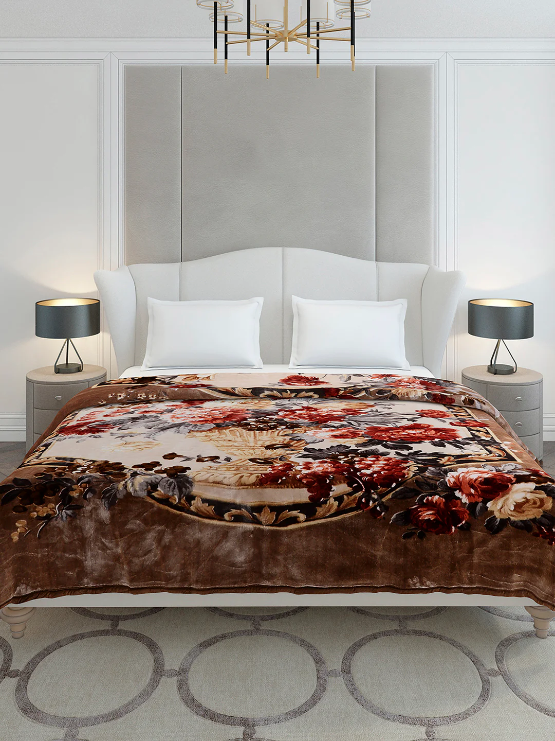 Printed Double Bed 2 Ply, 1042 GSM Cloudy Blanket for Heavy Winter - (Emilia) - Image 2