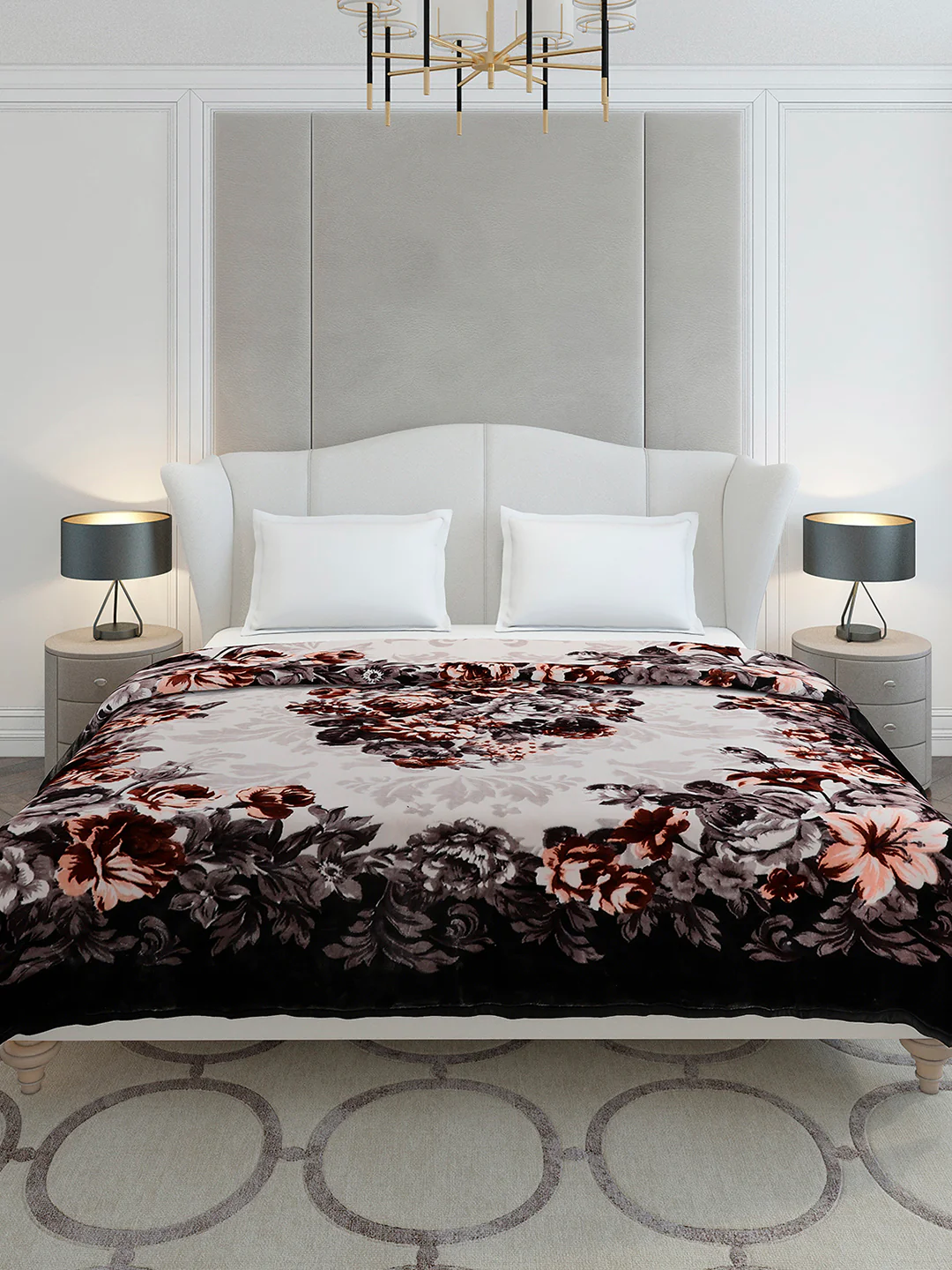 Printed Double Bed 2 Ply, 1042 GSM Cloudy Blanket for Heavy Winter - (Emilia) - Image 2