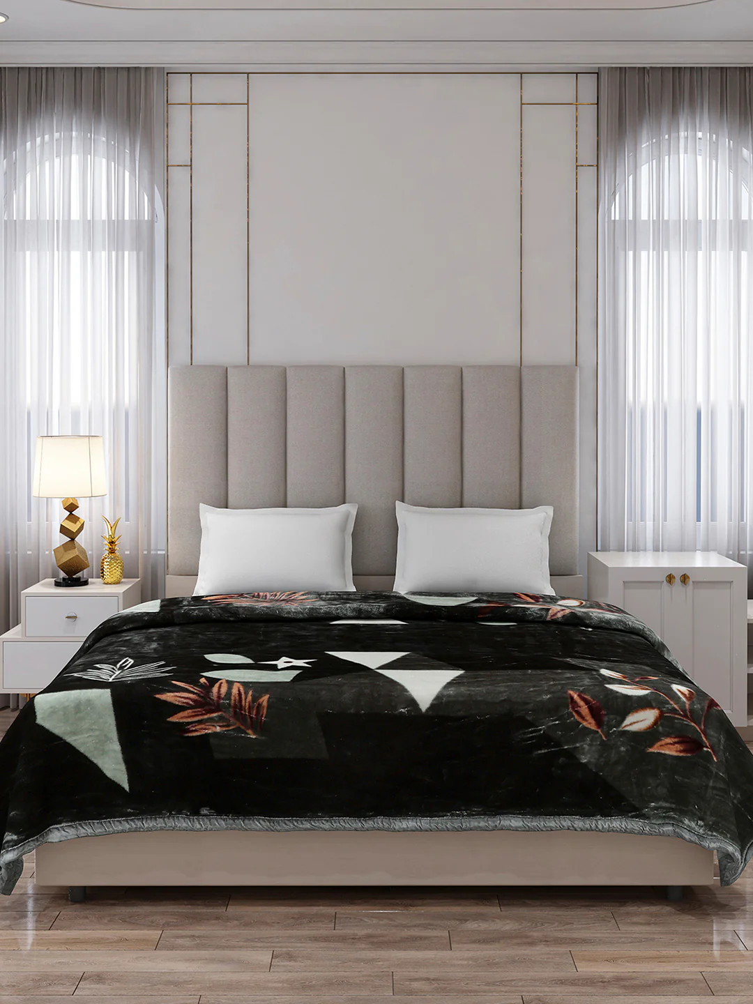 Printed Double Bed 2 Ply, 871 GSM Blanket for Heavy Winter - (Moon Valley Box) - Image 2