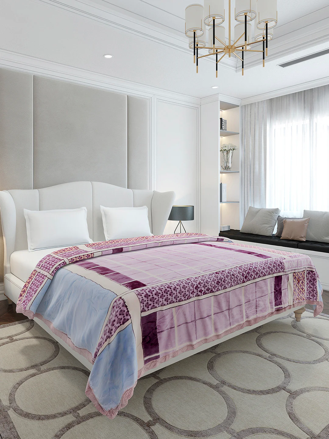 Printed Double Bed 3 Ply, 720 GSM Blanket for Heavy Winter - (Gala Glow) - Image 4