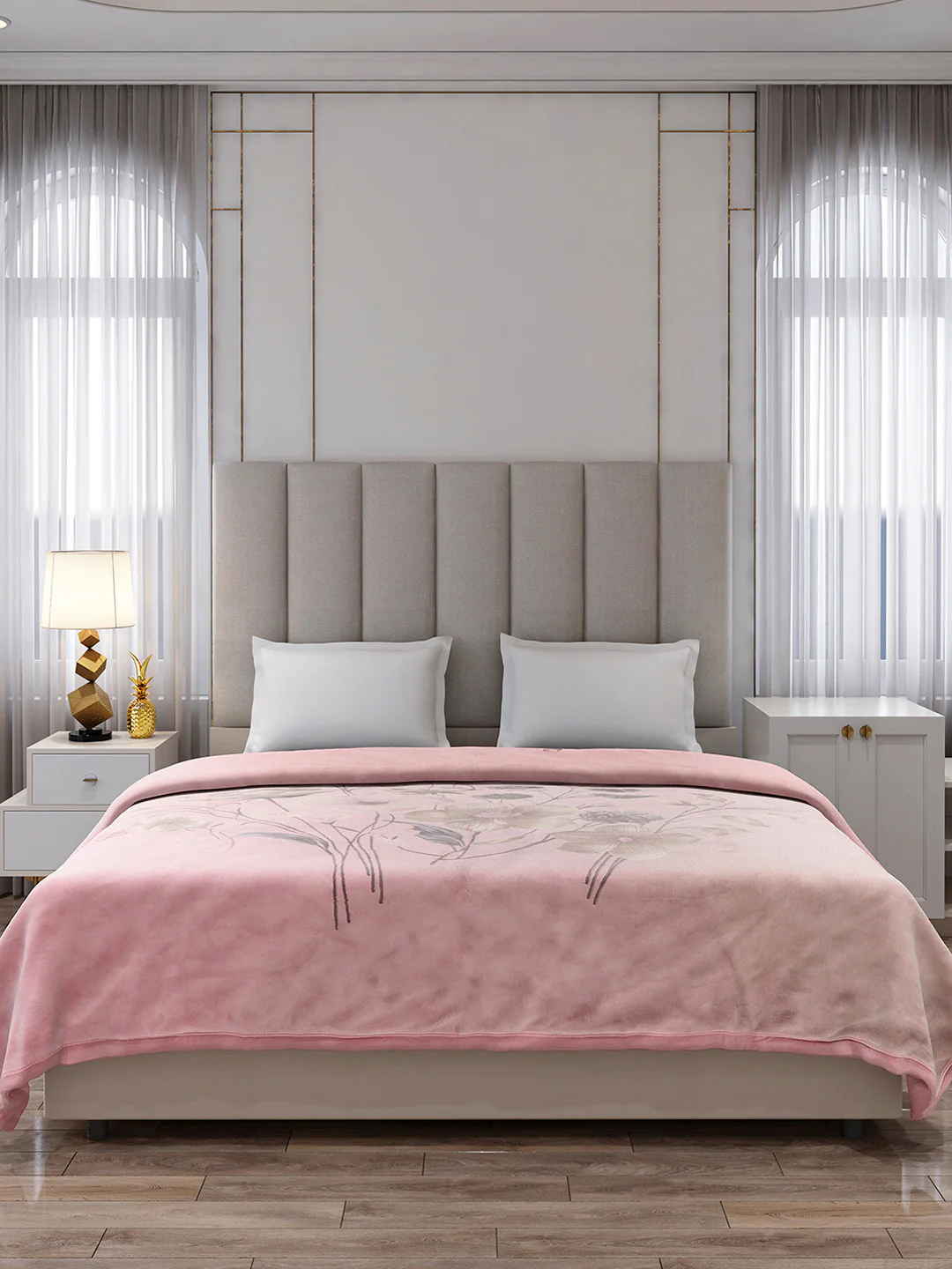 Printed Double Bed 3, 890 GSM Ply Blanket for Heavy Winter - (Rosewood) - Image 2