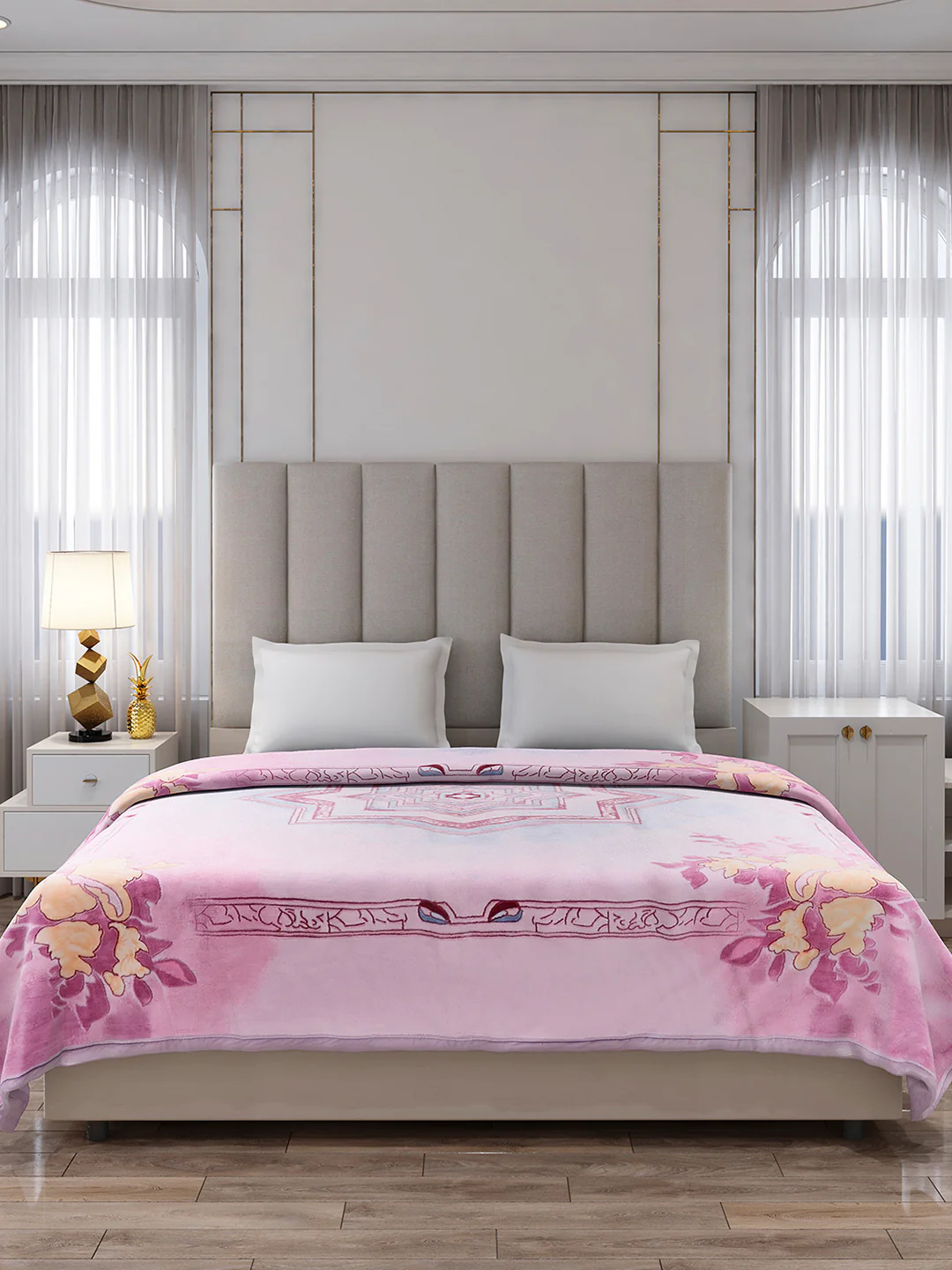 Printed Double Bed 3, 890 GSM Ply Blanket for Heavy Winter - (Rosewood) - Image 2
