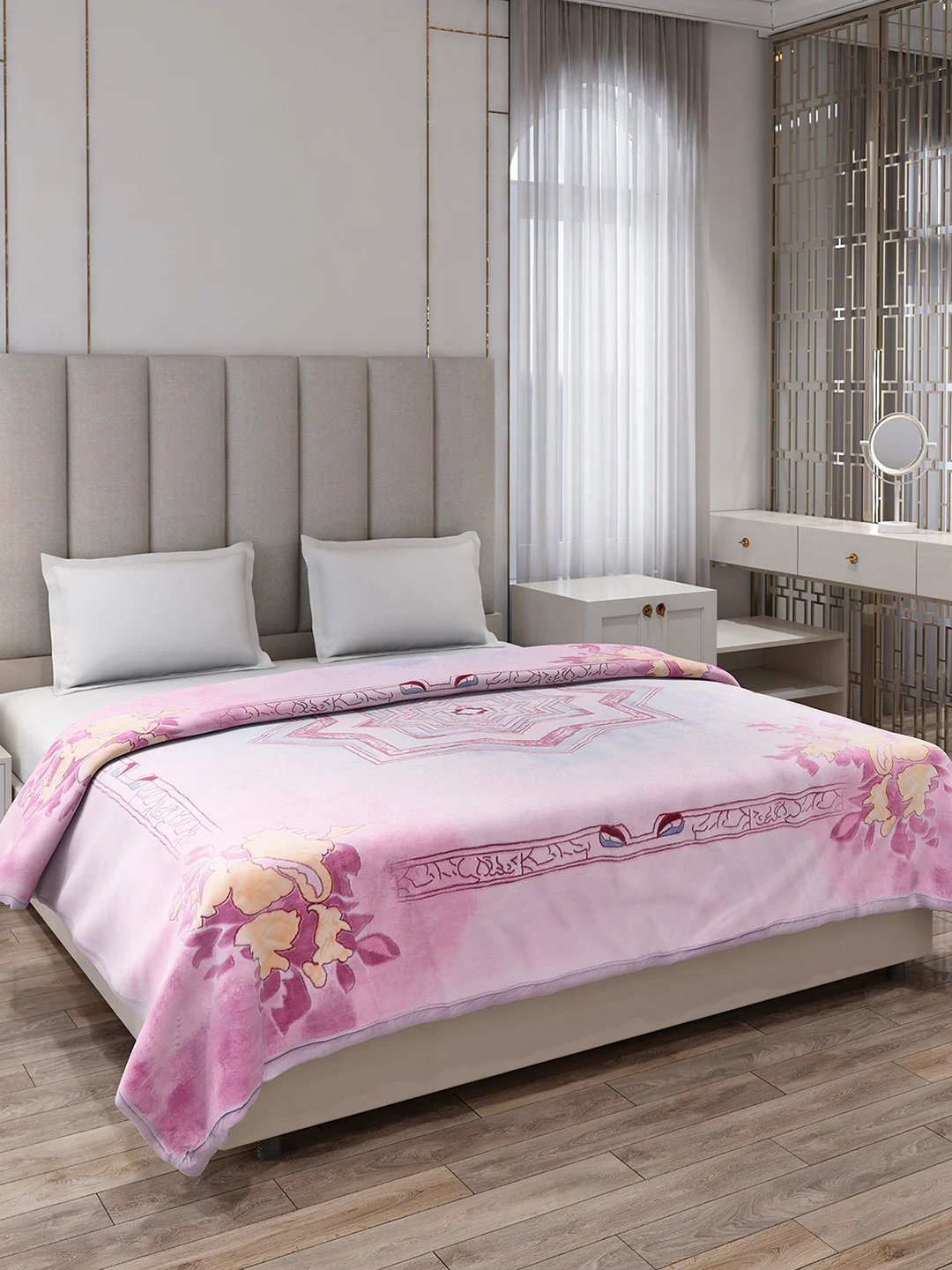 Printed Double Bed 3, 890 GSM Ply Blanket for Heavy Winter - (Rosewood) - Image 4
