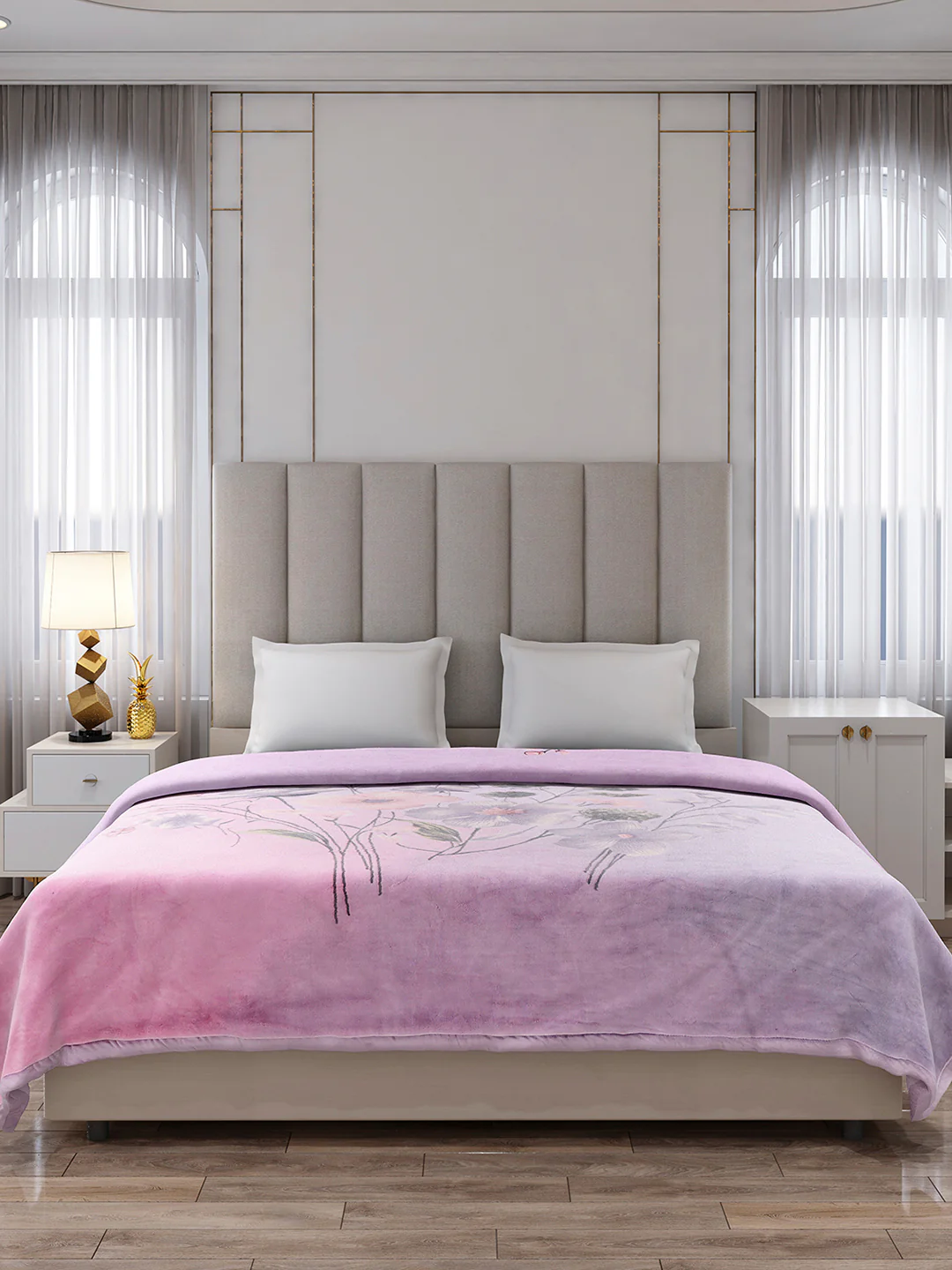 Printed Double Bed 3, 890 GSM Ply Blanket for Heavy Winter - (Rosewood) - Image 2