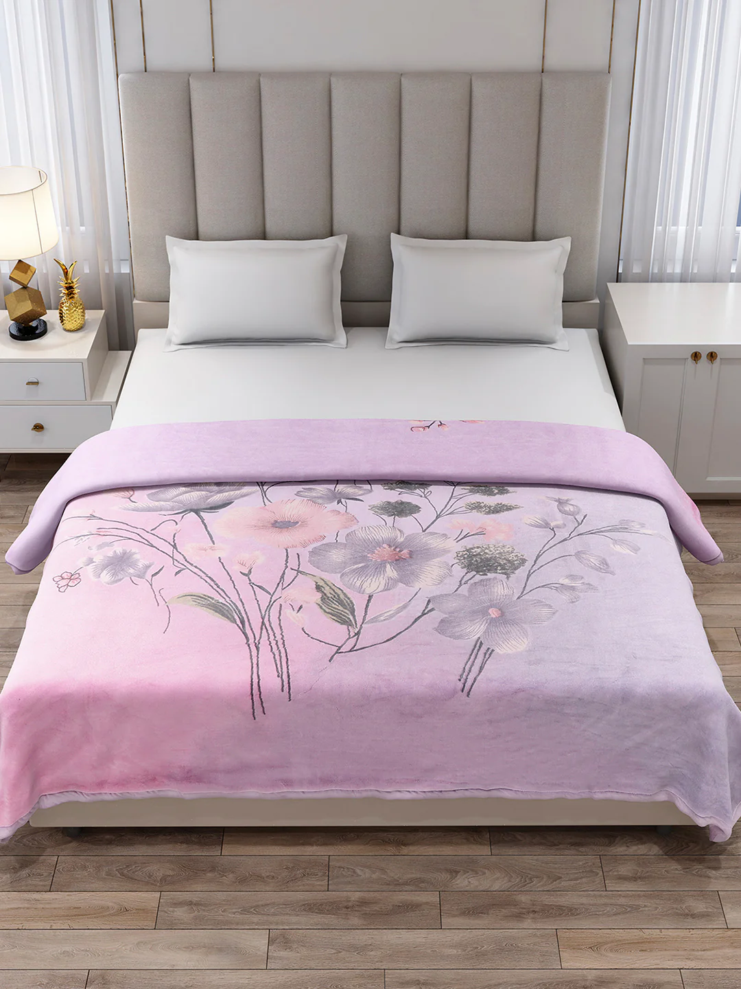 Printed Double Bed 3, 890 GSM Ply Blanket for Heavy Winter - (Rosewood) - Image 3