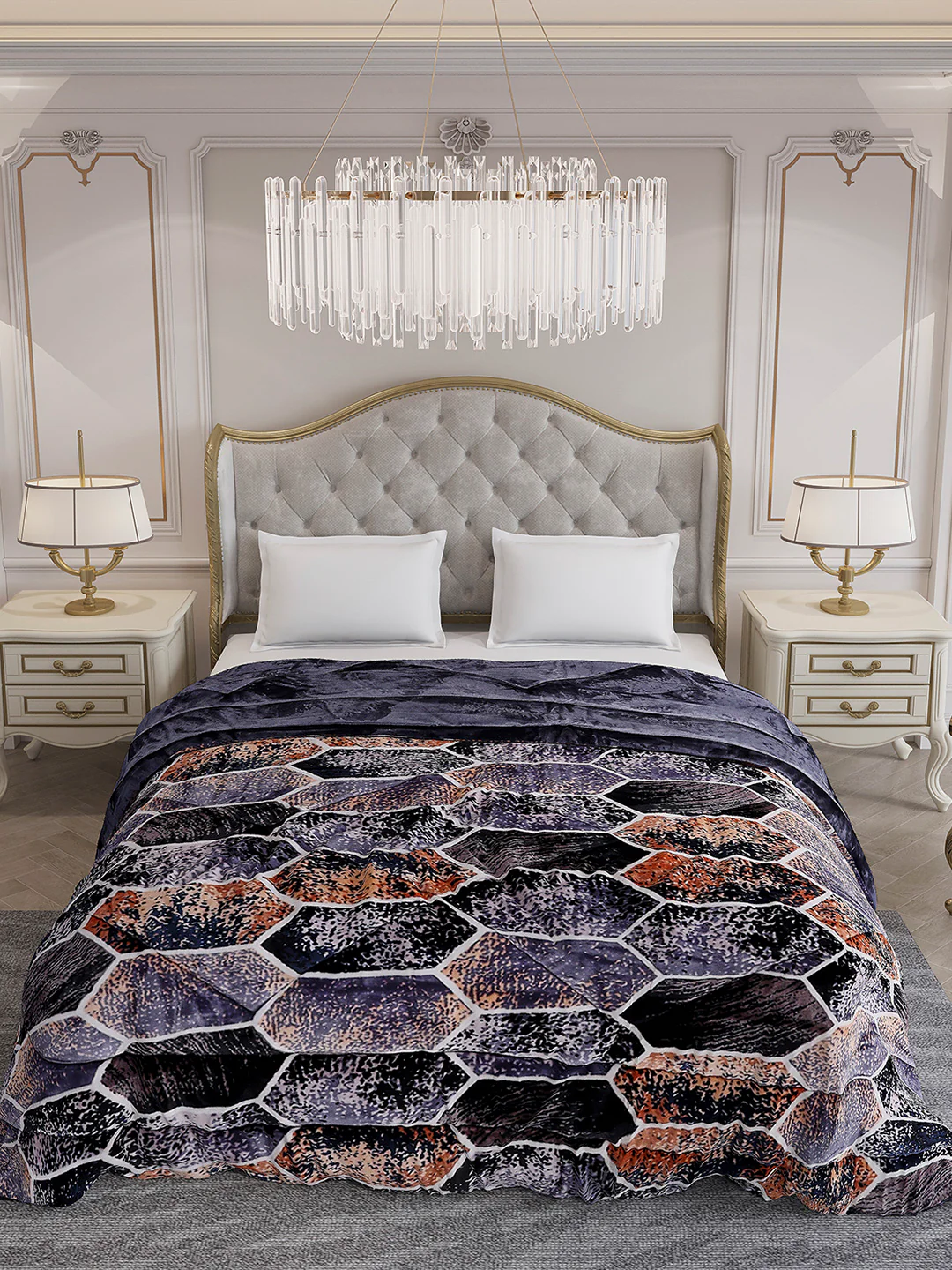 Printed Double Bed 300 GSM Comforter for Mild Winter (Wisdom Gold), Weight 900 gm - Image 2