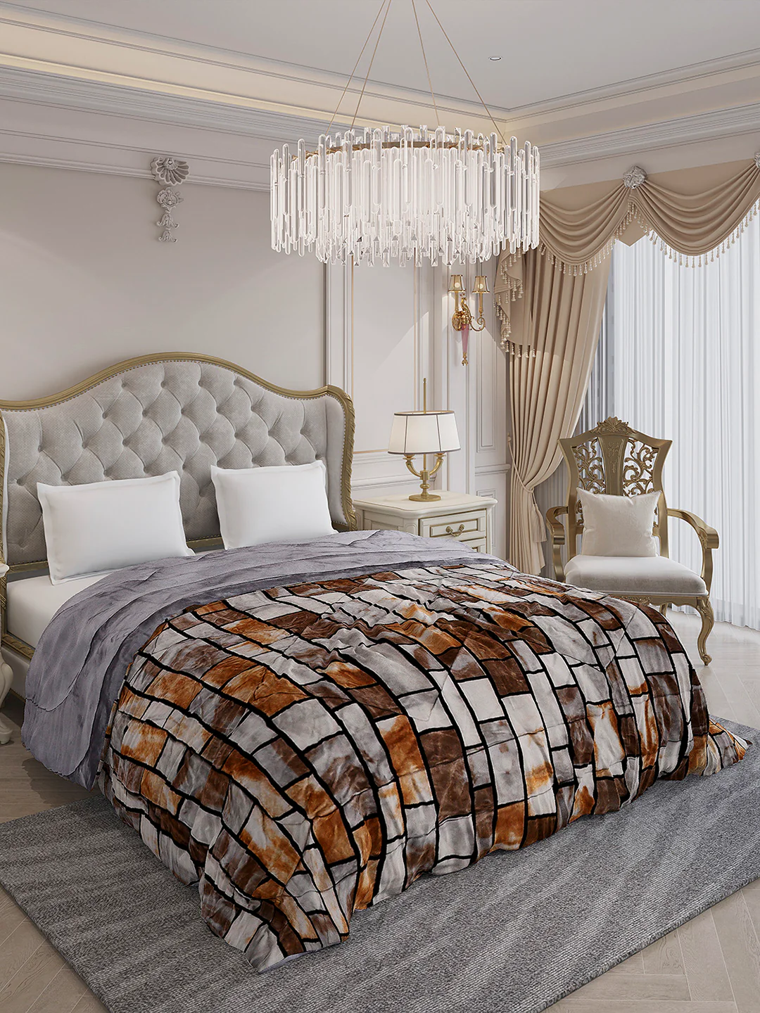 Printed Double Bed 300 GSM Comforter for Mild Winter (Wisdom Gold), Weight 900 gm - Image 4