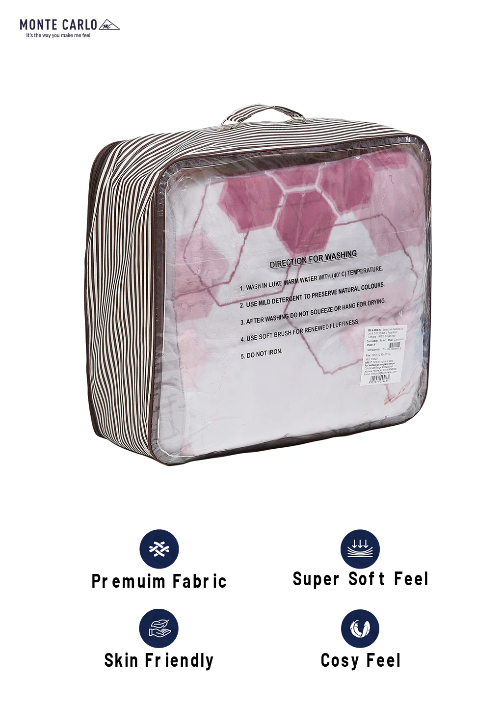 Printed Double Bed 795 GSM Blanket Cashmere 2 Ply (Weight 4.2 kg) - Image 8