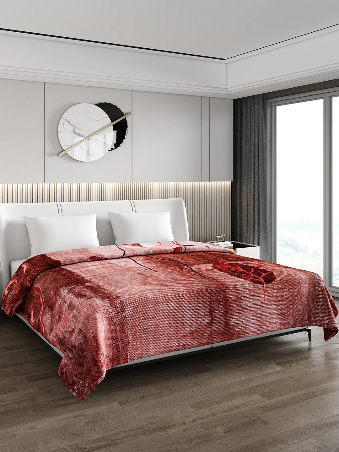 Printed Double Bed 795 GSM Blanket Scarlet 2 Ply (Weight 4.2 kg) - Image 4