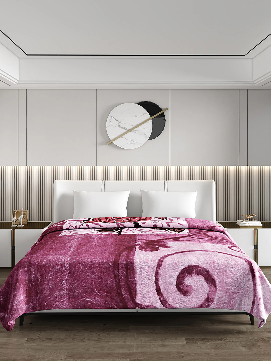 Printed Double Bed 795 GSM Blanket Scarlet 2 Ply (Weight 4.2 kg) - Image 2
