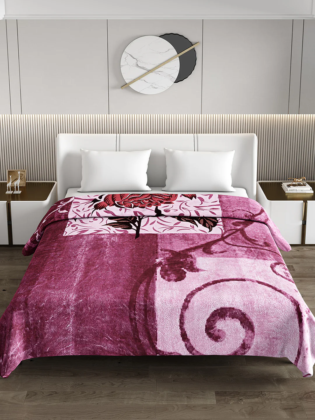 Printed Double Bed 795 GSM Blanket Scarlet 2 Ply (Weight 4.2 kg) - Image 3