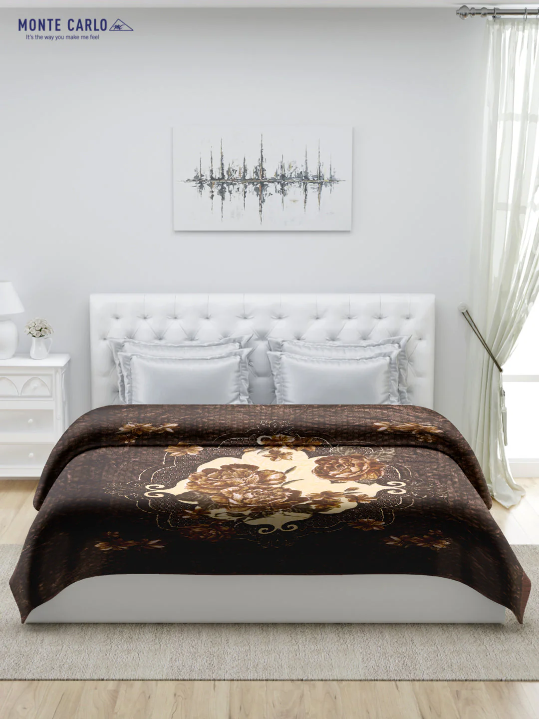 Printed Double Bed 947 GSM Blanket Angel Gold 1 Ply (Weight 5 kg) - Image 2