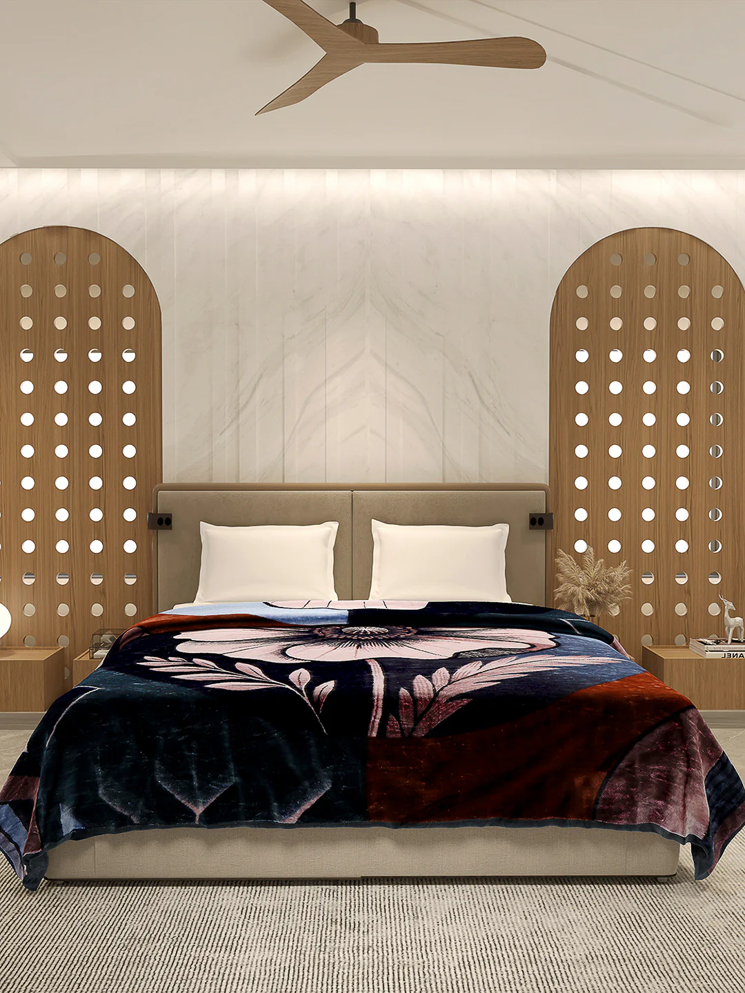 Printed Double Bed Blanket 1 Ply, 500 GSM, 2.4 kg (Regal) - Image 2