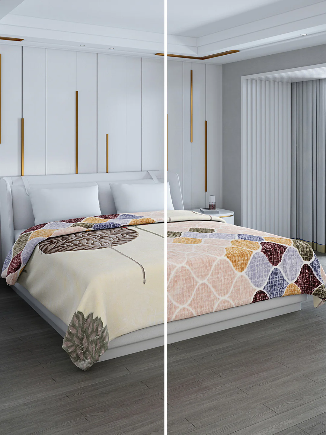 Printed Double Bed Reversible Blanket 2 Ply, 853 GSM, 4.5 kg (Tohfa) - Image 2