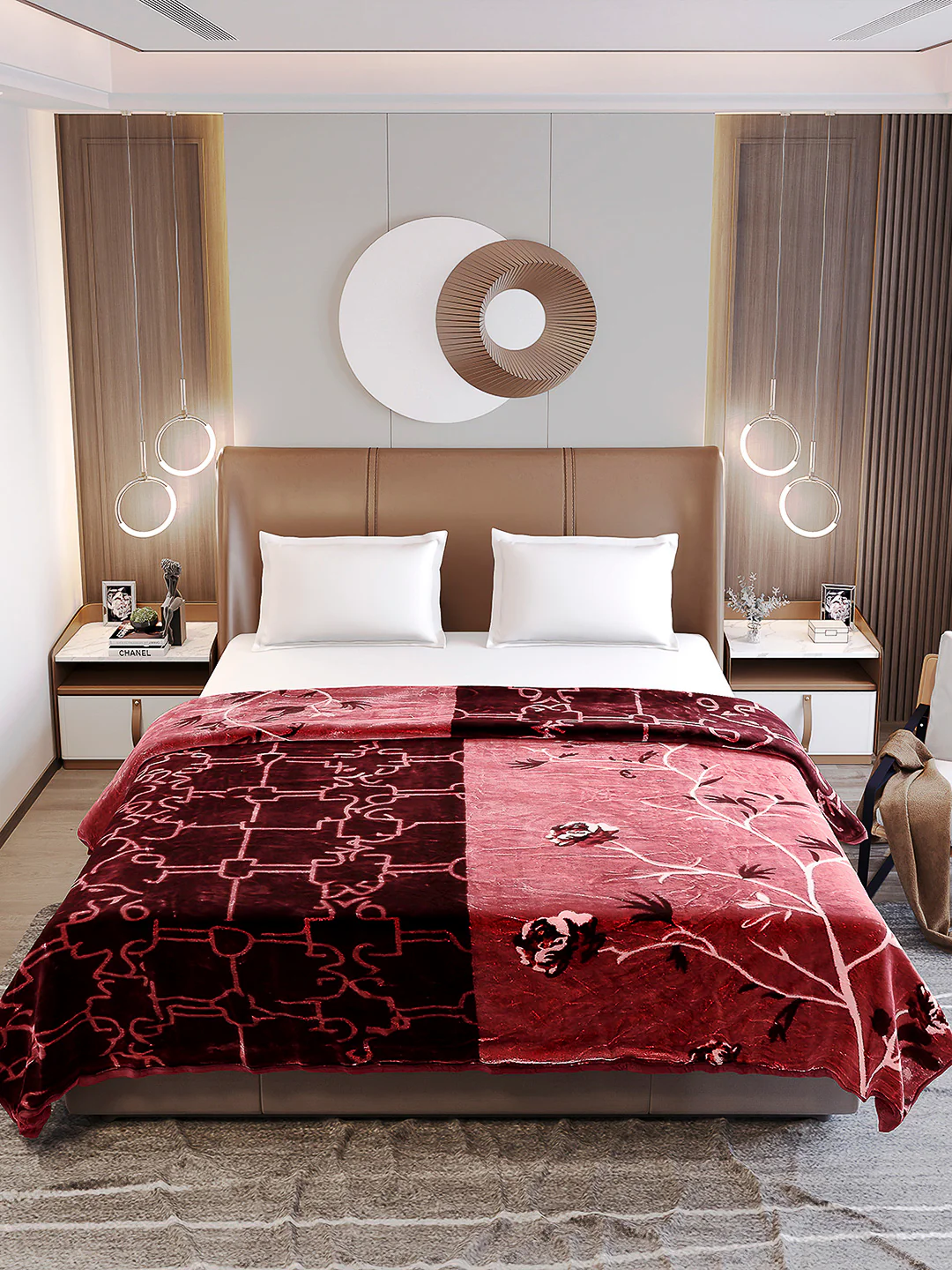 Printed Double Bed Reversible Blanket 2 Ply, 872 GSM, 4.6 kg (Moonvalley) - Image 3