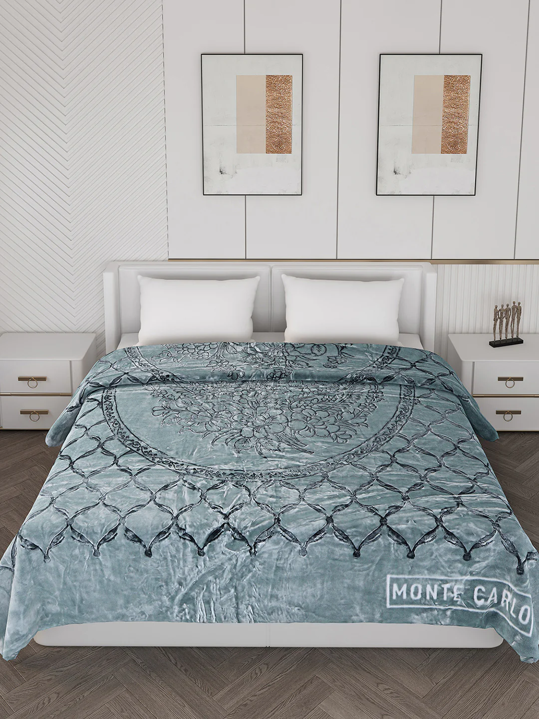 Printed Double Bed Reversible Blanket 2 Ply, 947 GSM, 5 kg (Rusty) - Image 3