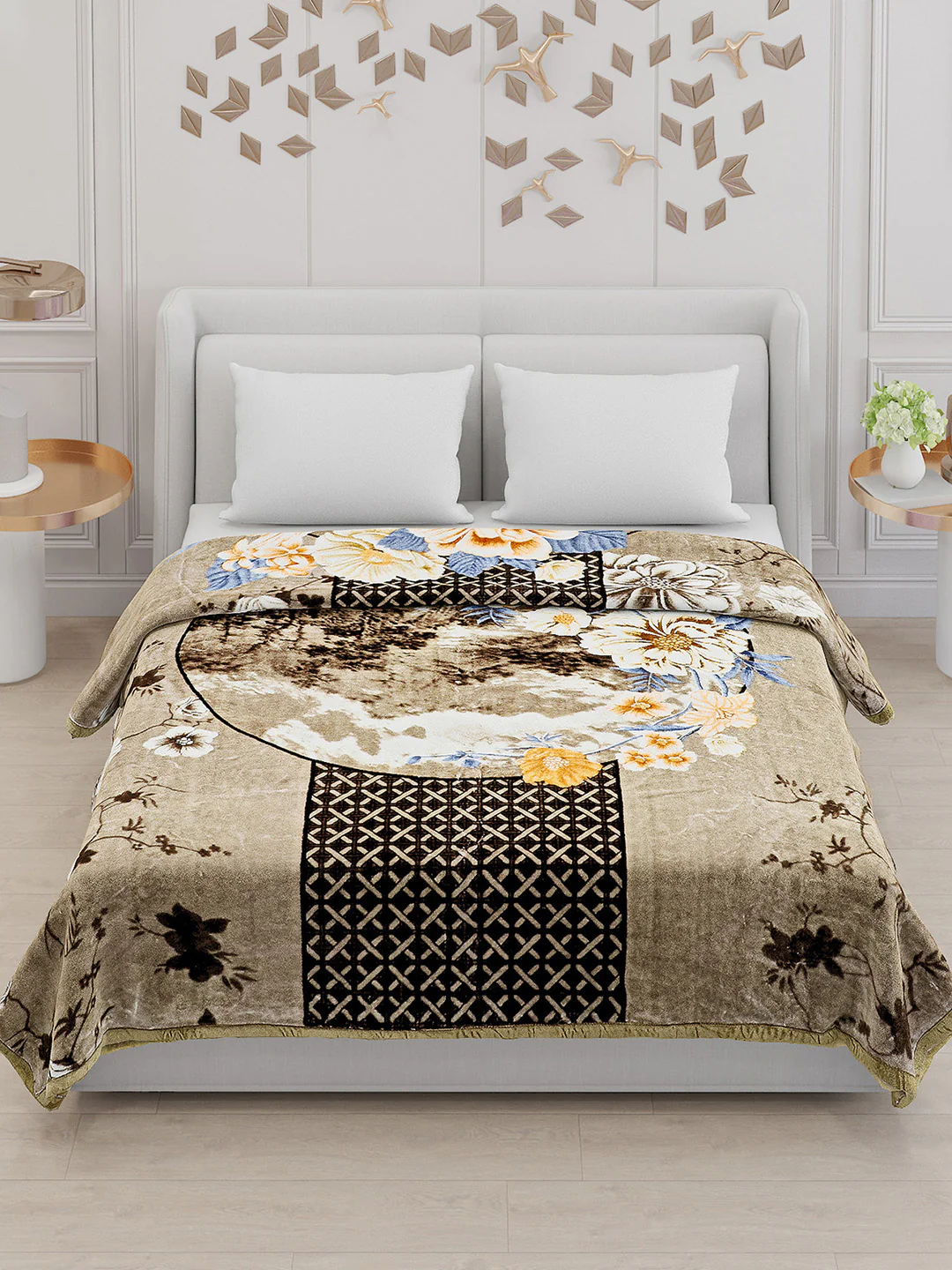 Printed Double Bed Blanket for Mild Winter -1 Ply - Image 2