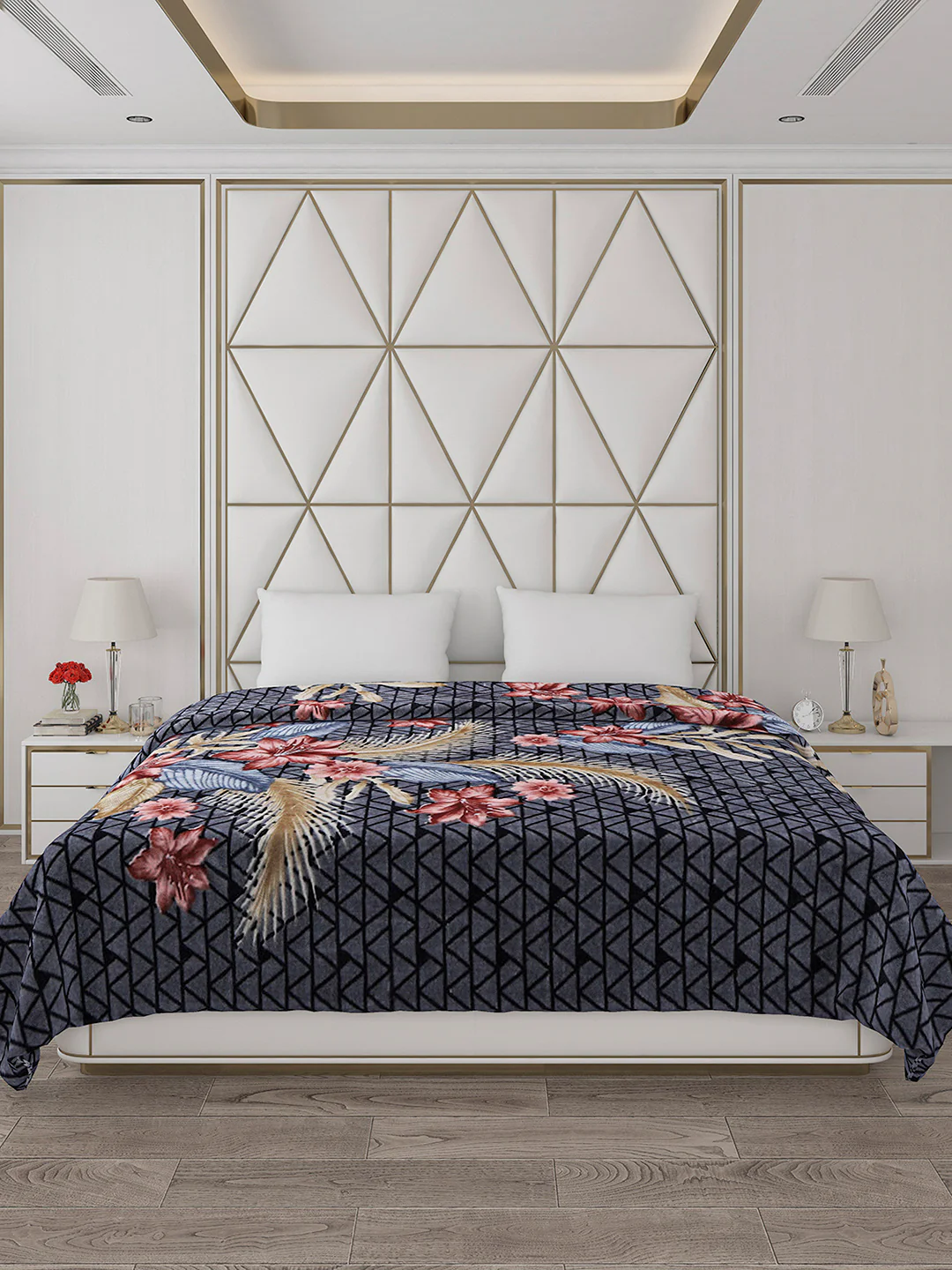Printed Double Bed Blanket for Mild Winter -1 Ply - Image 2