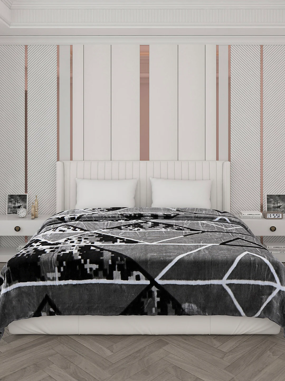 Printed Double Bed Blanket for Mild Winter -2 Ply - Image 2