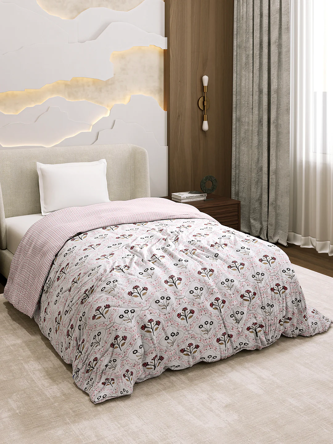 Printed Single Bed 1 Ply Dohar for Mild Winter - (Daisy) - Image 4