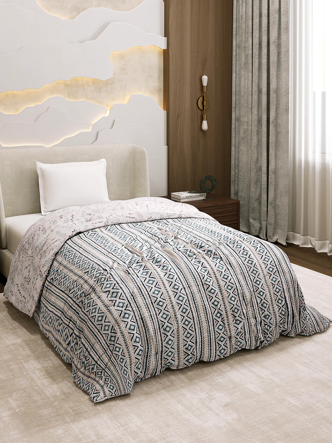 Printed Single Bed 1 Ply Dohar for Mild Winter - (Daisy) - Image 4