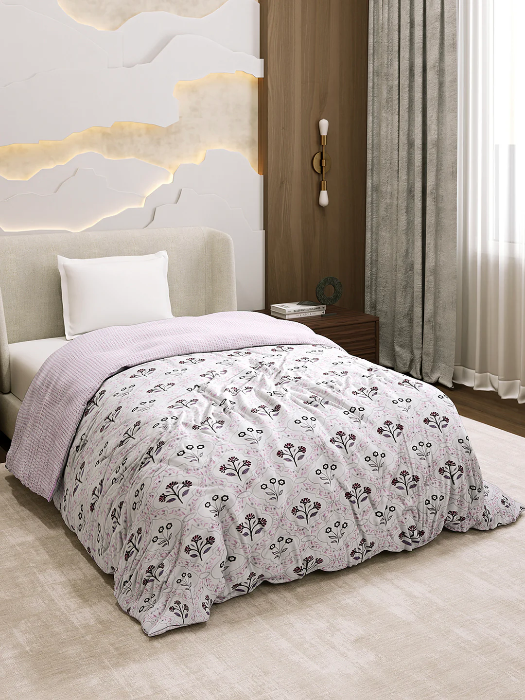 Printed Single Bed 1 Ply Dohar for Mild Winter - (Daisy) - Image 4