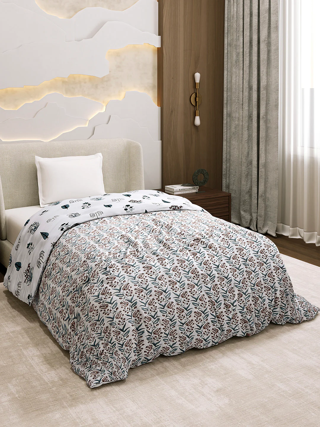 Printed Single Bed 1 Ply Dohar for Mild Winter - (Daisy) - Image 5