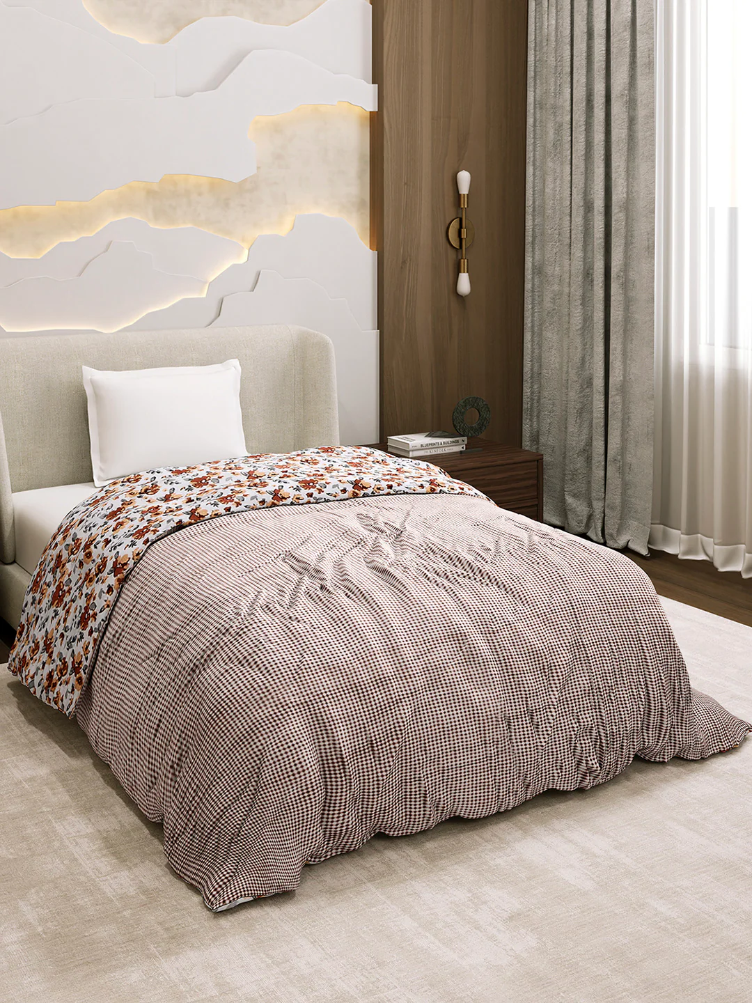 Printed Single Bed 1 Ply Dohar for Mild Winter - (Daisy) - Image 5