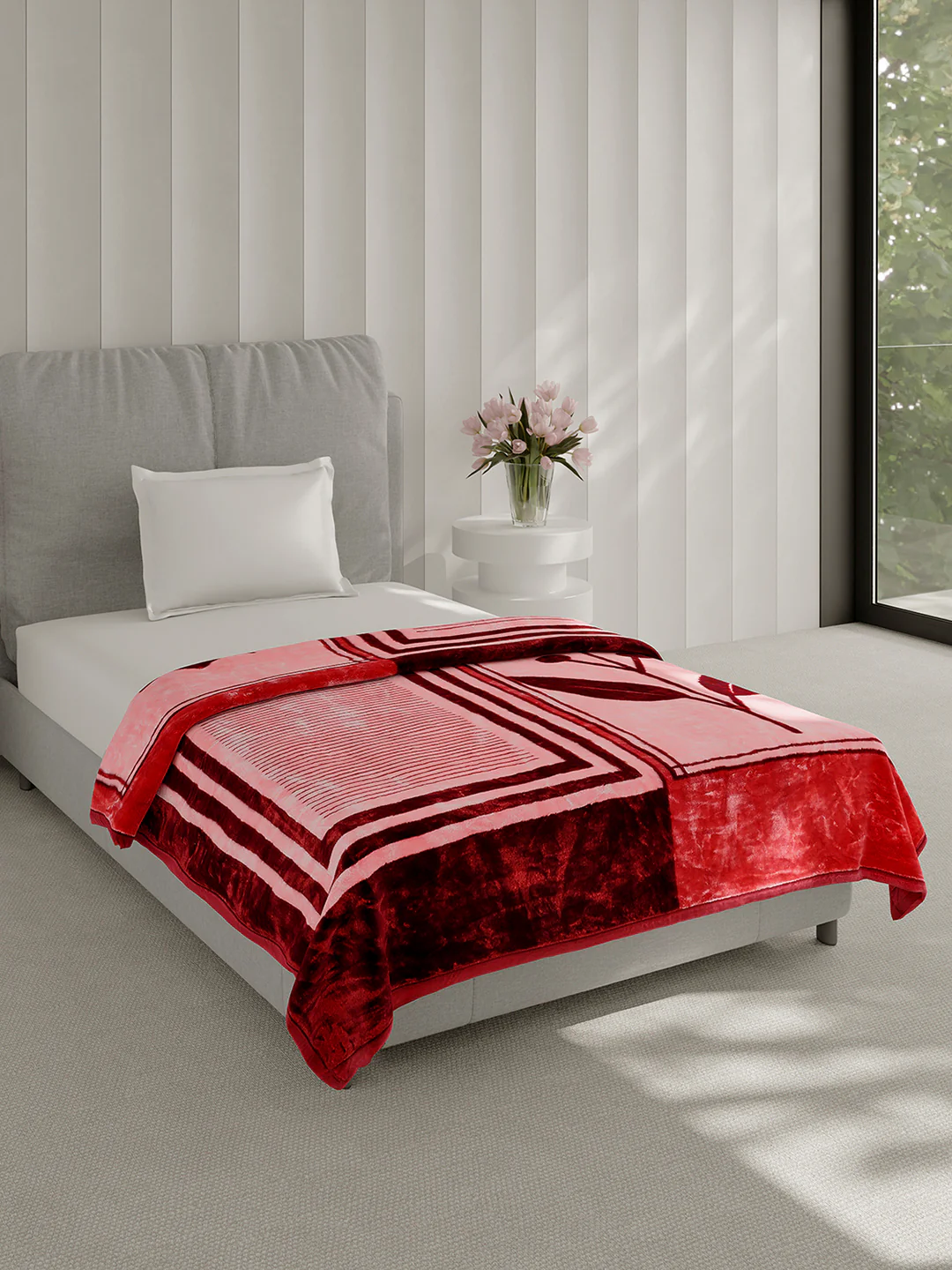 Printed Single Bed 2 Ply, 895 GSM Blanket for Heavy Winter - (Lavish Pvc) - Image 4