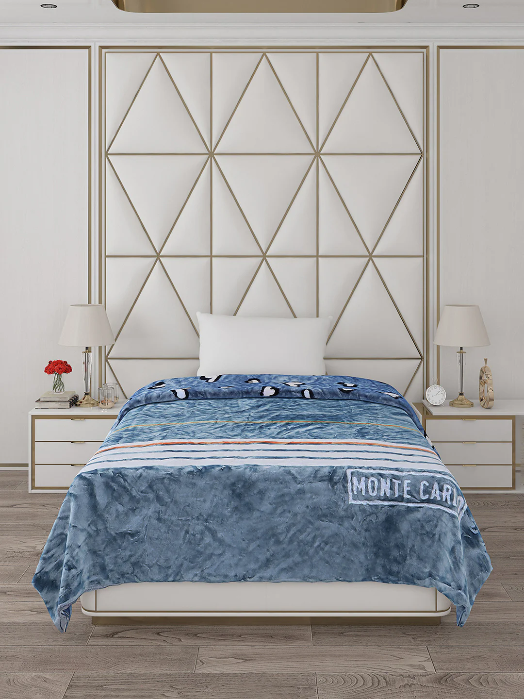 Printed Single Bed Reversible Blanket 2 Ply, 511 GSM, 1.8 kg (New Diamond) - Image 3