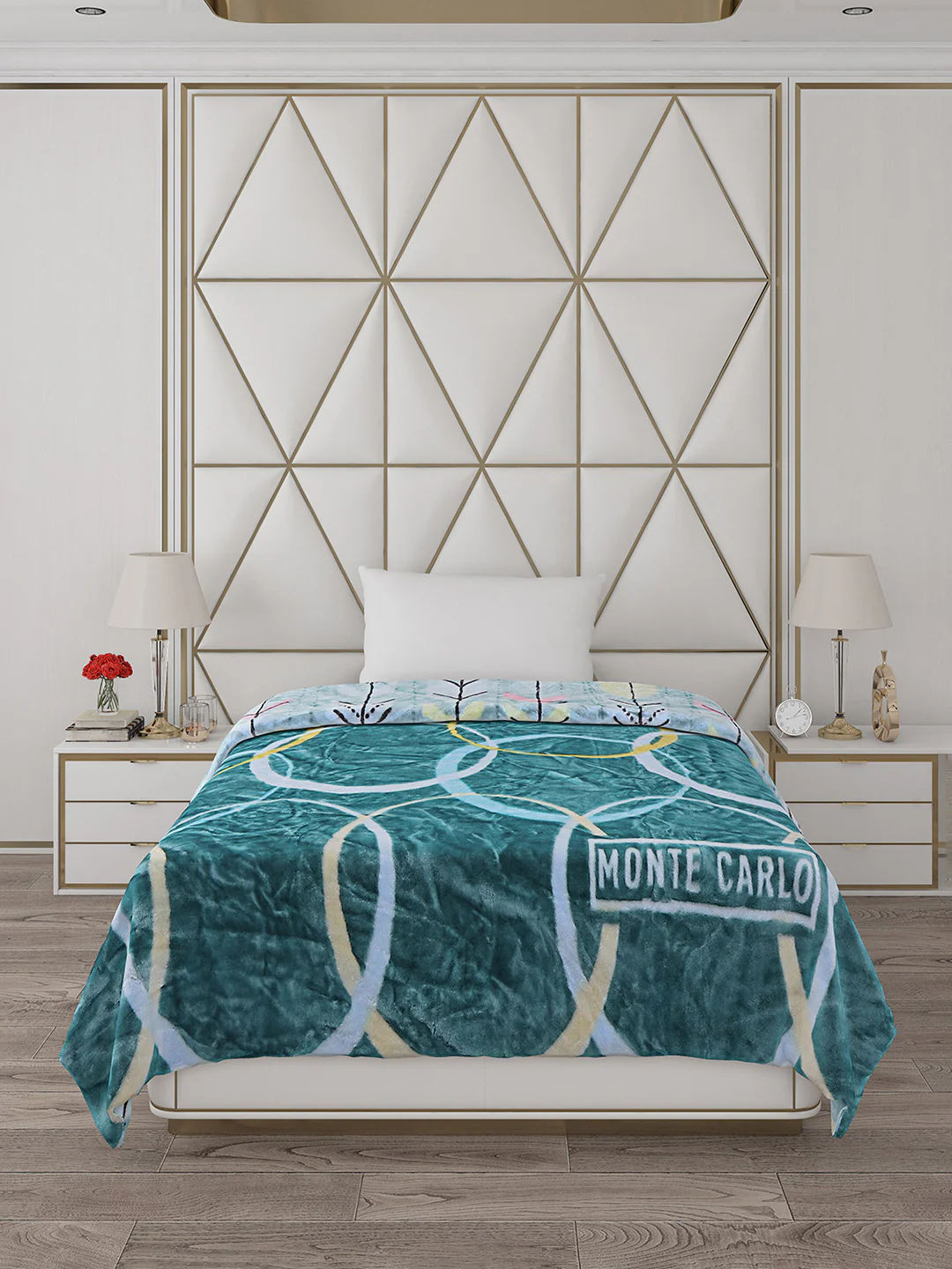 Printed Single Bed Reversible Blanket 2 Ply, 511 GSM, 1.8 kg (New Diamond) - Image 3