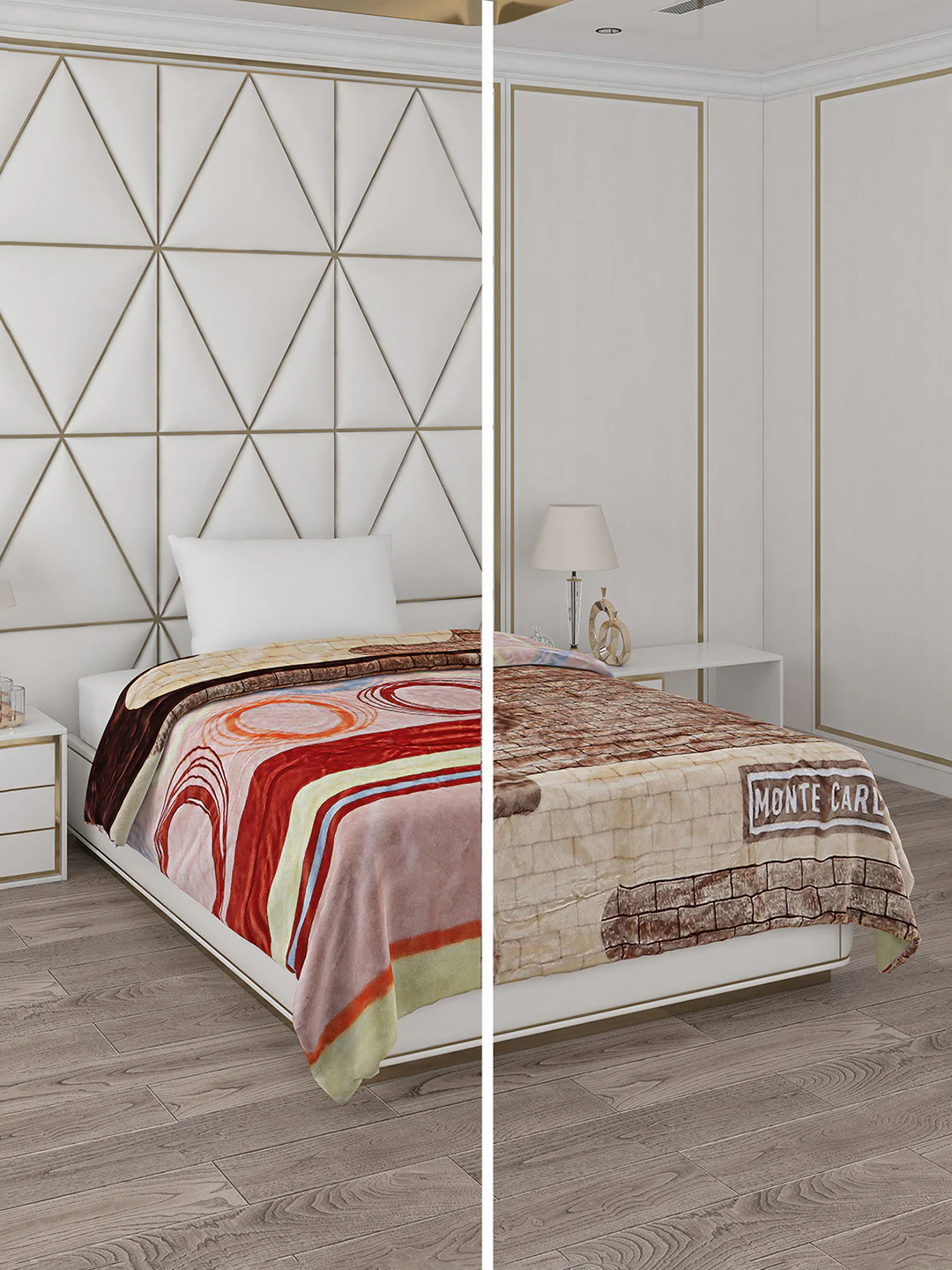 Printed Single Bed Reversible Blanket 2 Ply, 511 GSM, 1.8 kg (New Diamond) - Image 2