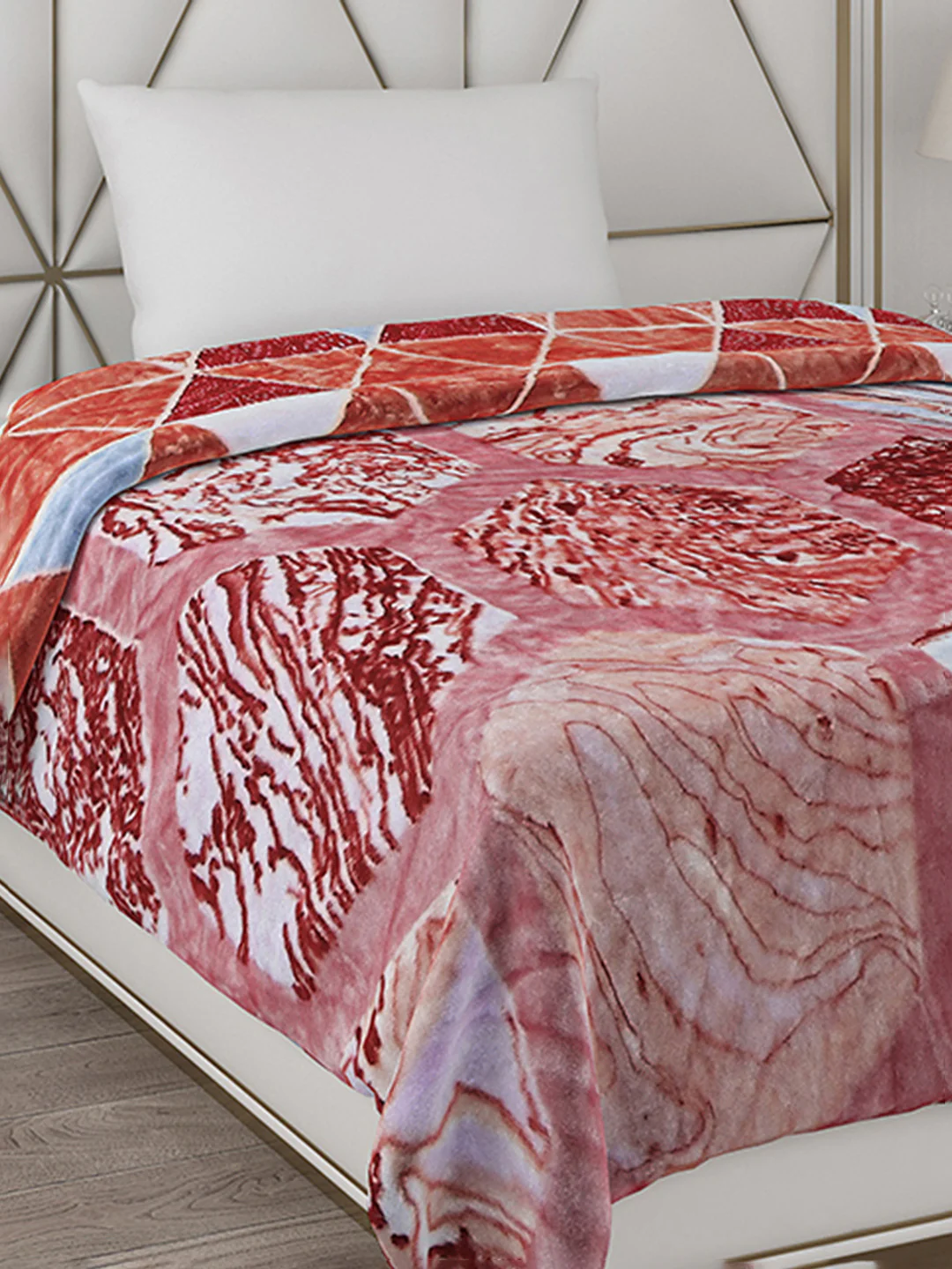 Printed Single Bed Reversible Blanket 2 Ply, 511 GSM, 1.8 kg (New Diamond) - Image 6