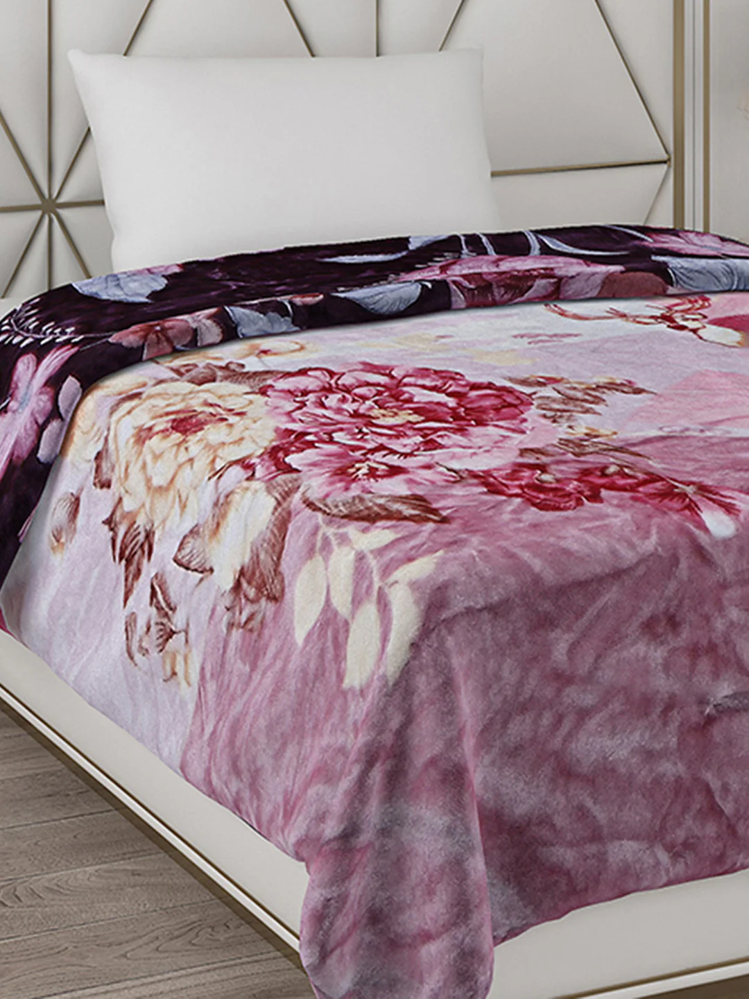 Printed Single Bed Reversible Blanket 2 Ply, 511 GSM, 1.8 kg (New Diamond) - Image 6