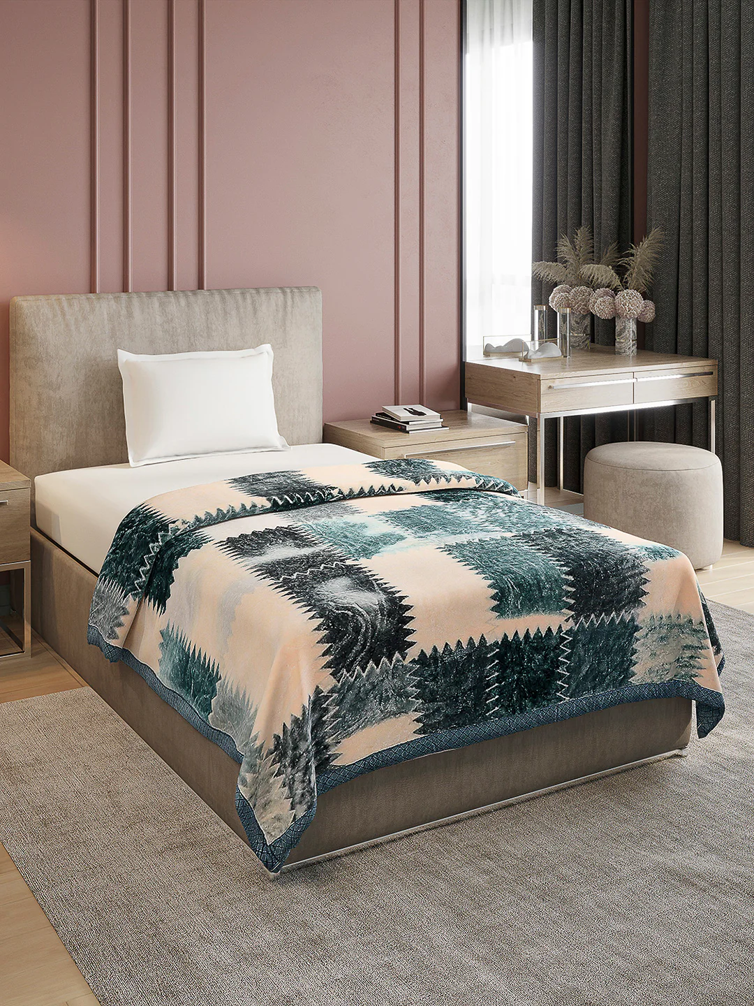 Printed Single Bed Reversible Blanket 2 Ply, 597 GSM, 2.1 kg (Everest) - Image 4