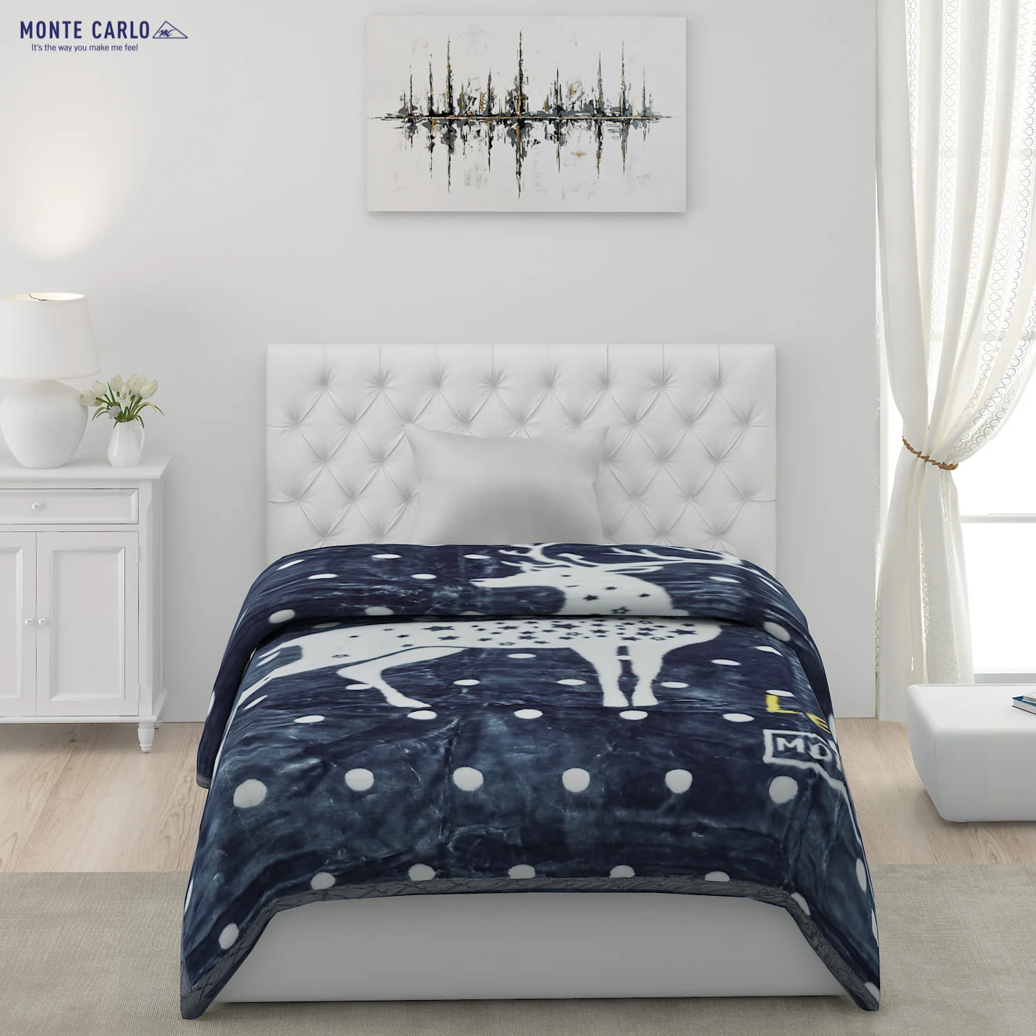 Printed Single Bed Blanket for Mild Winter -2 Ply - Image 2