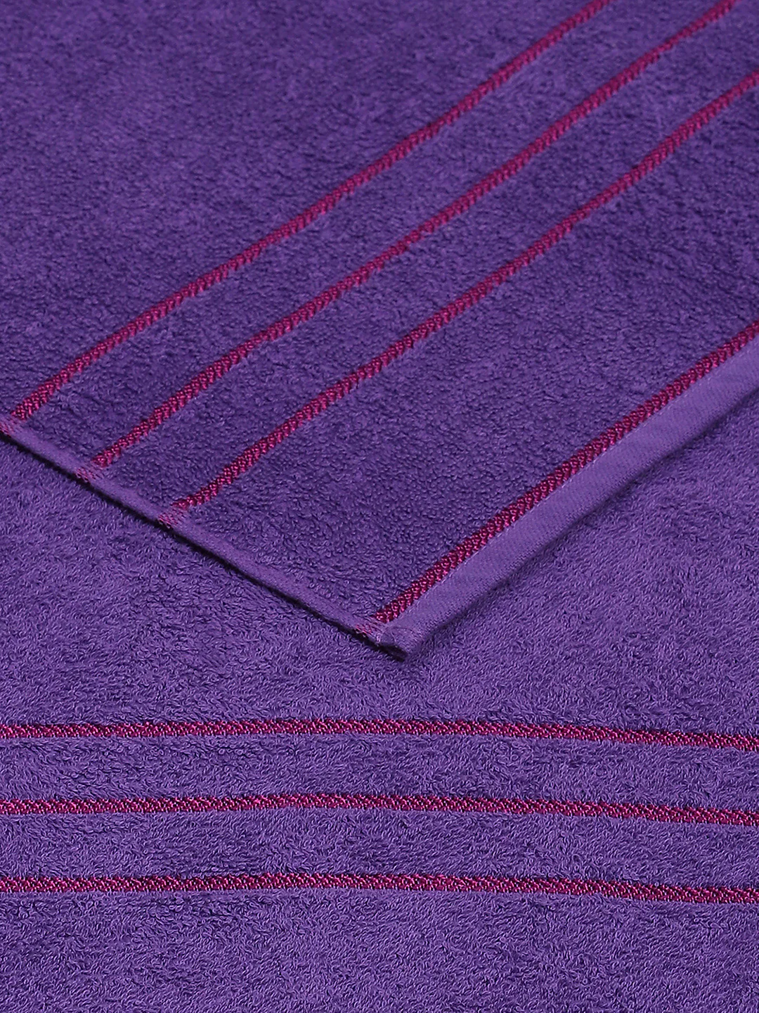 Purple Cotton Solid 350 GSM Bath Towel (Soho) - Image 4