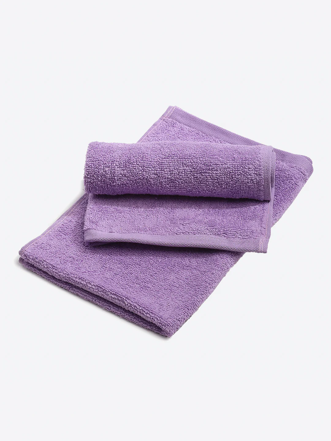 Purple Cotton Solid 350 GSM Hand Towel (Pack of 2) - Image 2