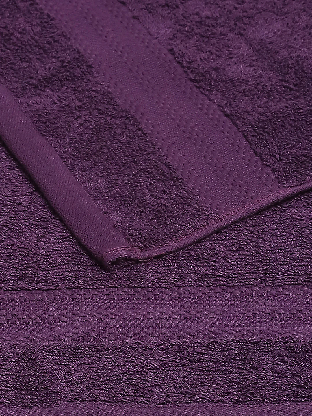 Purple Cotton Solid 380 GSM 2 Bath Towel & 2 Hand Towel - Image 4