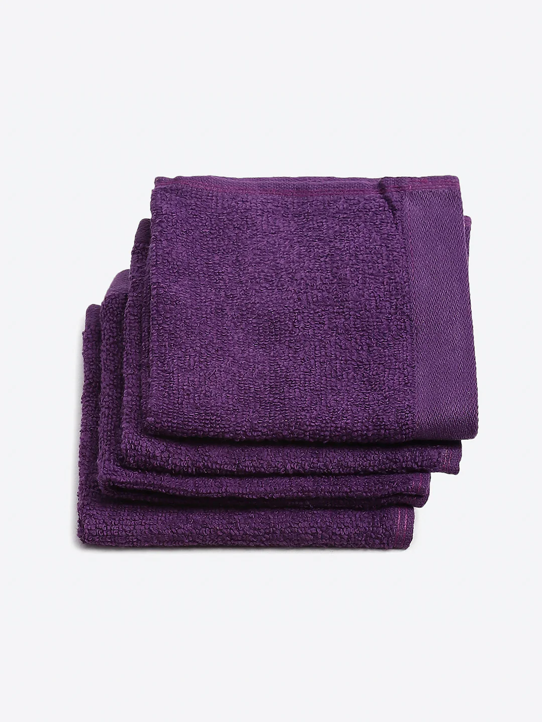 Purple Cotton Solid 600 GSM Face Towel (Pack of 4) - Image 2