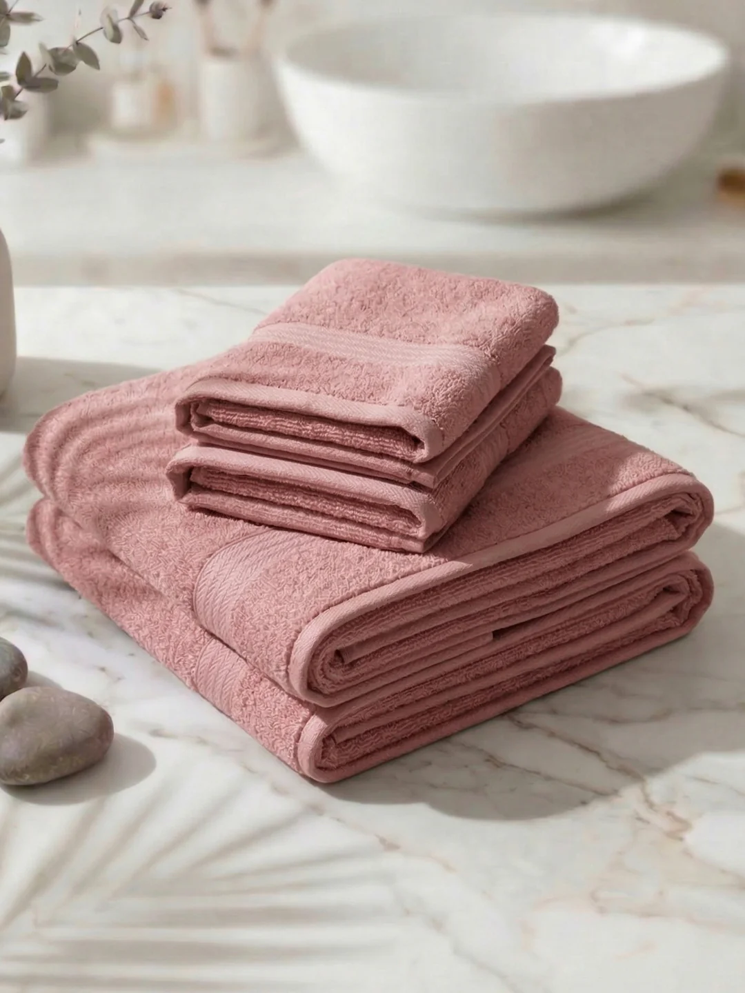 Quartz Pink 100% Cotton Solid 380 GSM Bath Towel Jazz 4 Pc Set Gifting Box Pack - Image 2