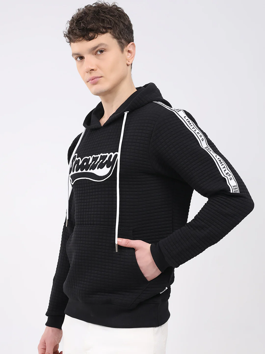 Rock.it Men Black Embroidered Hooded Full Sleeve Sweatshirt - Image 3