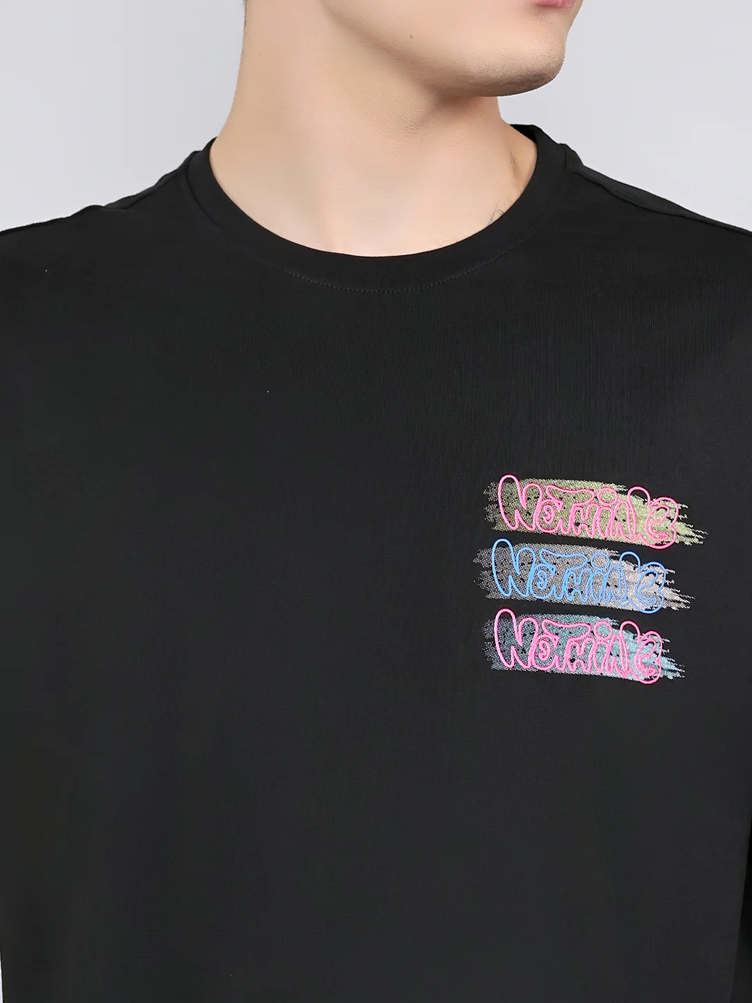Rock.it Men Black Printed Round Neck Drop Shoulder Half Sleeve T-Shirt - Image 5