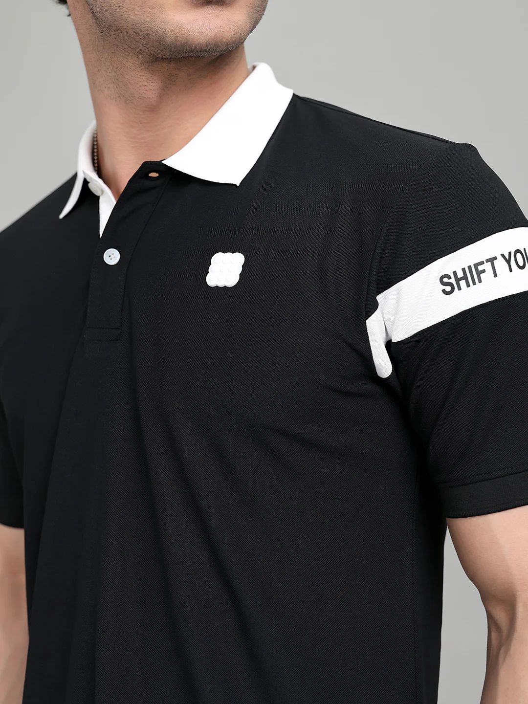 Rock.it Men Black Solid Collar Half Sleeve T-Shirt - Image 5