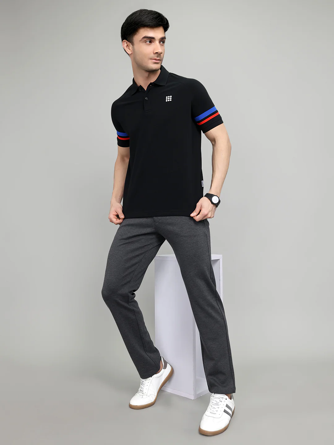 Rock.it Men Black Solid Collar Half Sleeve T-Shirt - Image 6