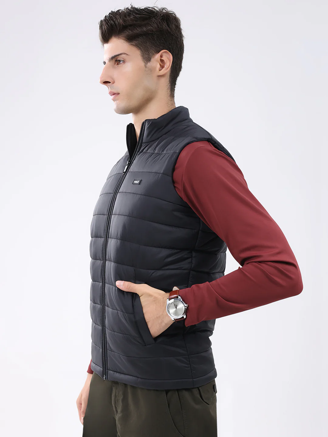 Rock.it Men Black Solid Collar Sleeveless Jacket - Image 3