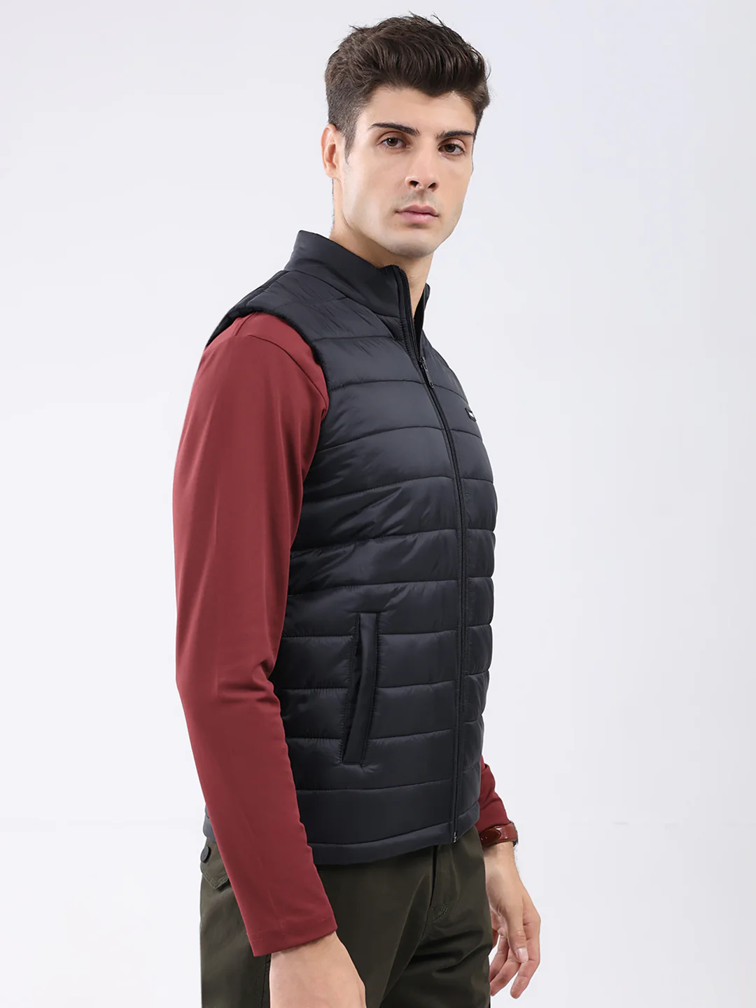 Rock.it Men Black Solid Collar Sleeveless Jacket - Image 4