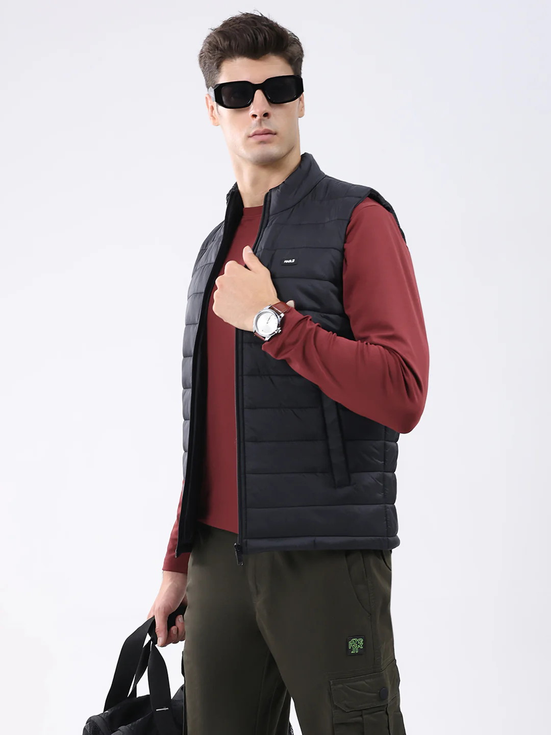Rock.it Men Black Solid Collar Sleeveless Jacket - Image 6